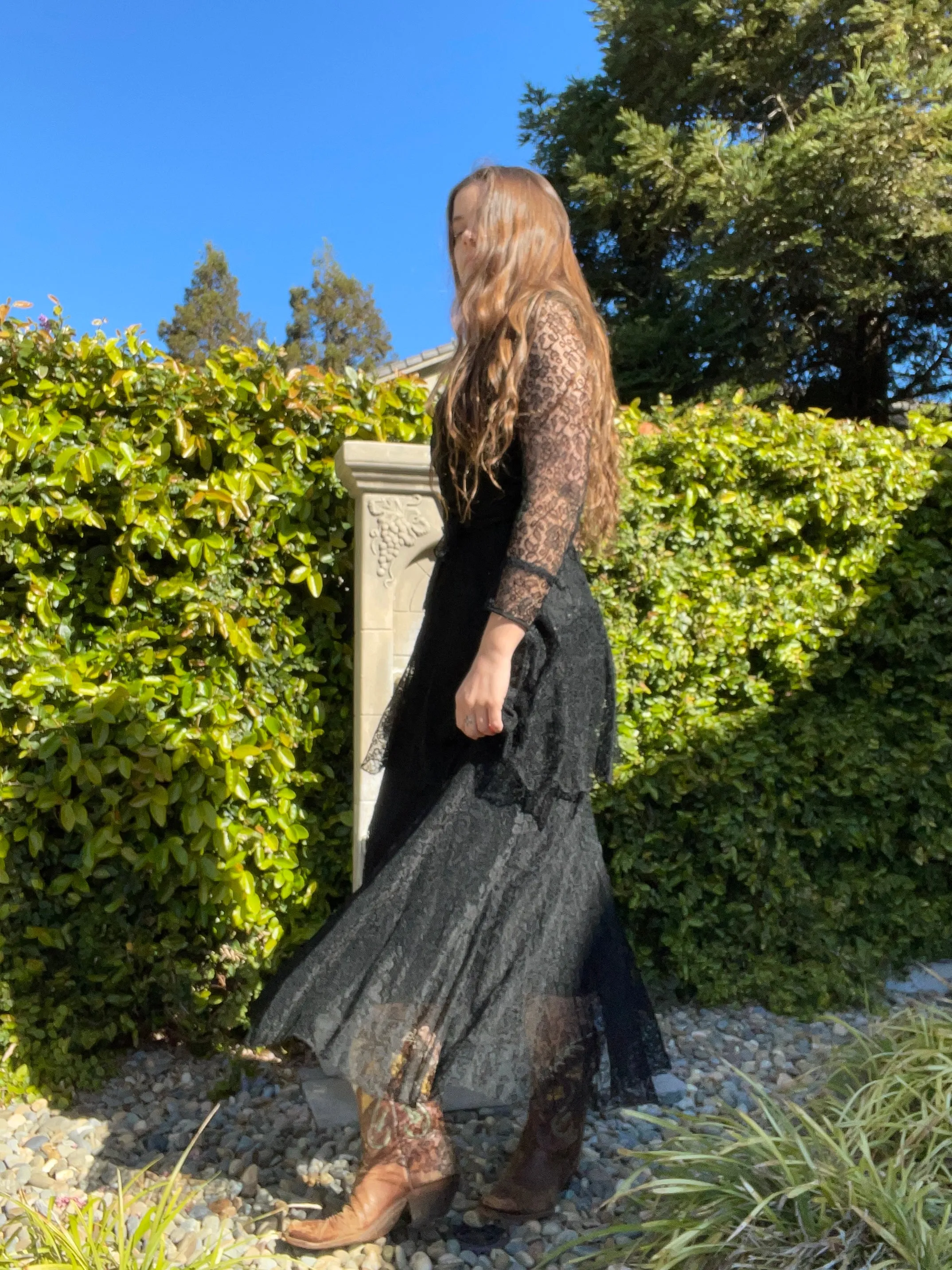 1920s/30s Full Lace Wrap Style Tiered Dress