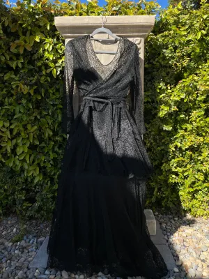 1920s/30s Full Lace Wrap Style Tiered Dress