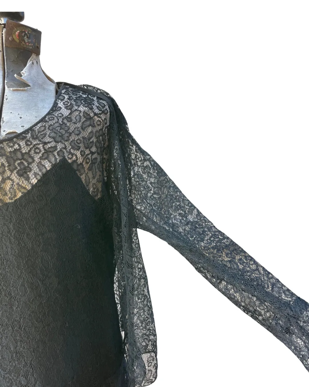 1920s/30s Full Lace Wrap Style Tiered Dress