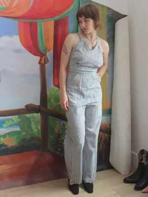 1930s Ticking Stripe Cotton Twill Sweetheart Ladies Overalls