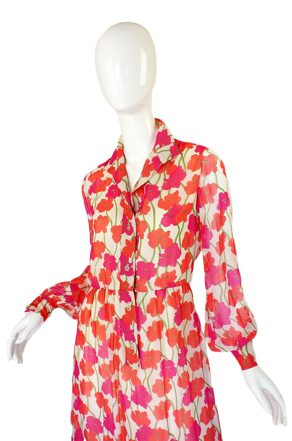 1960s Silk Chiffon Chester Weinberg Maxi