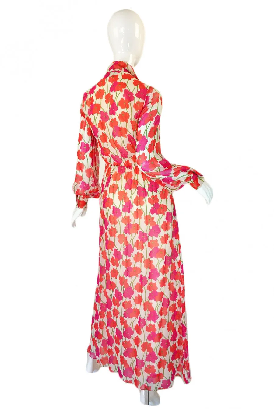 1960s Silk Chiffon Chester Weinberg Maxi