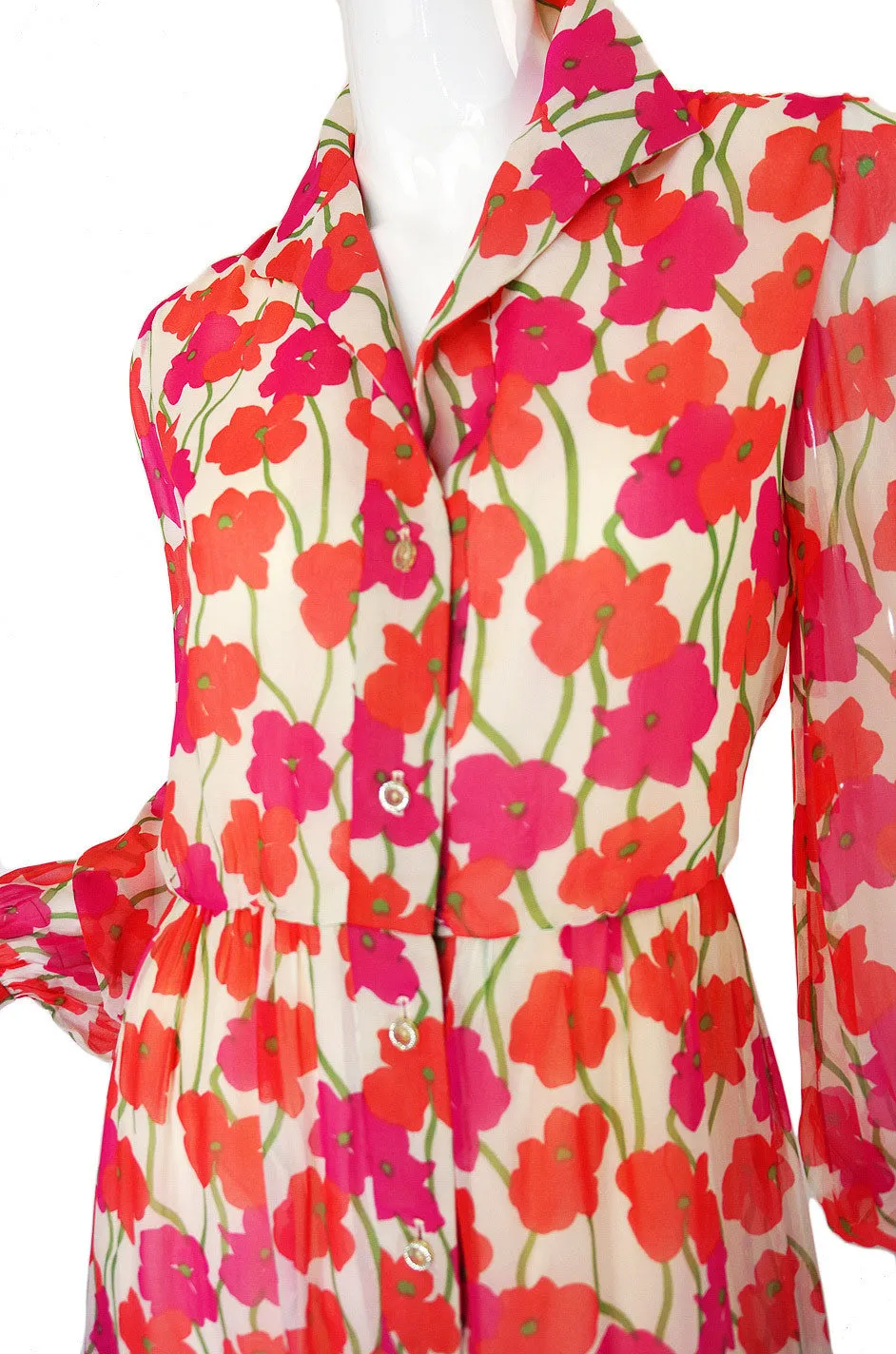 1960s Silk Chiffon Chester Weinberg Maxi