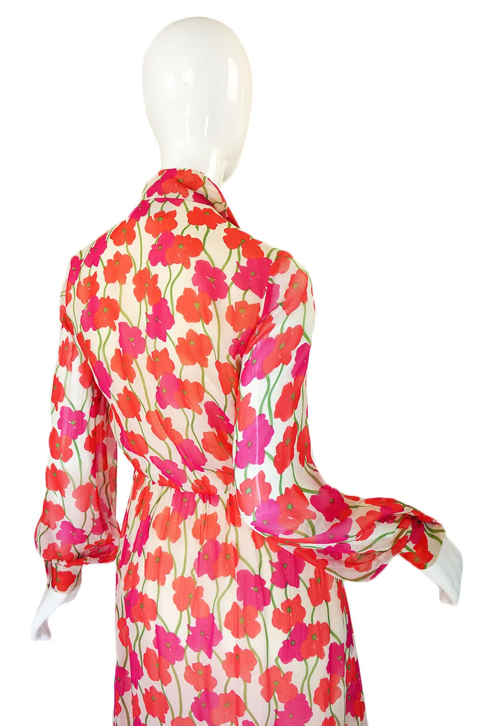 1960s Silk Chiffon Chester Weinberg Maxi