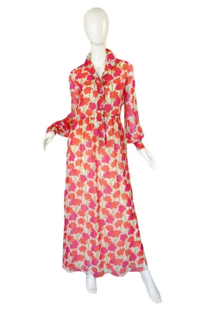 1960s Silk Chiffon Chester Weinberg Maxi