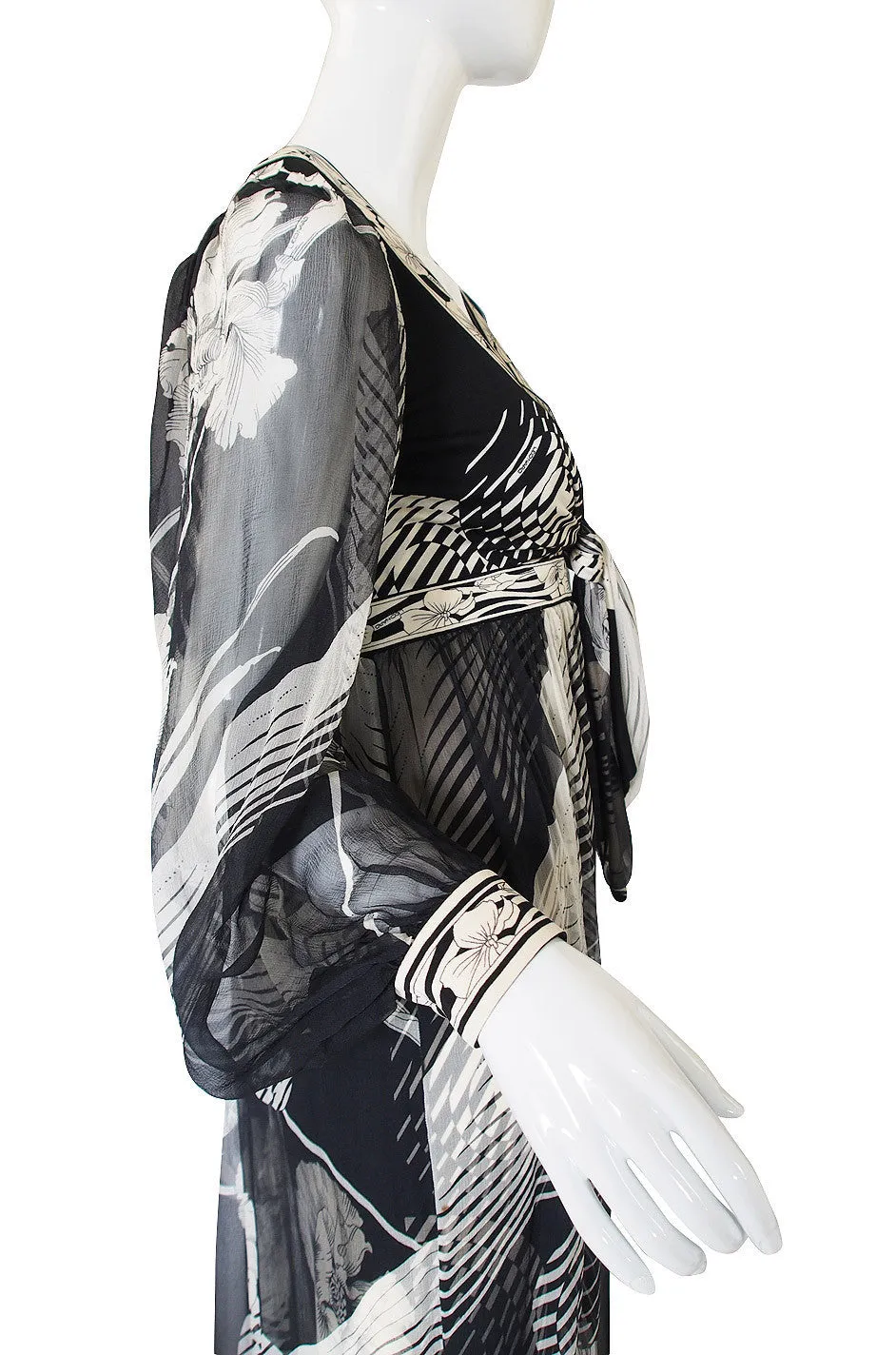 1970s Silk Chiffon & Jersey Leonard Maxi