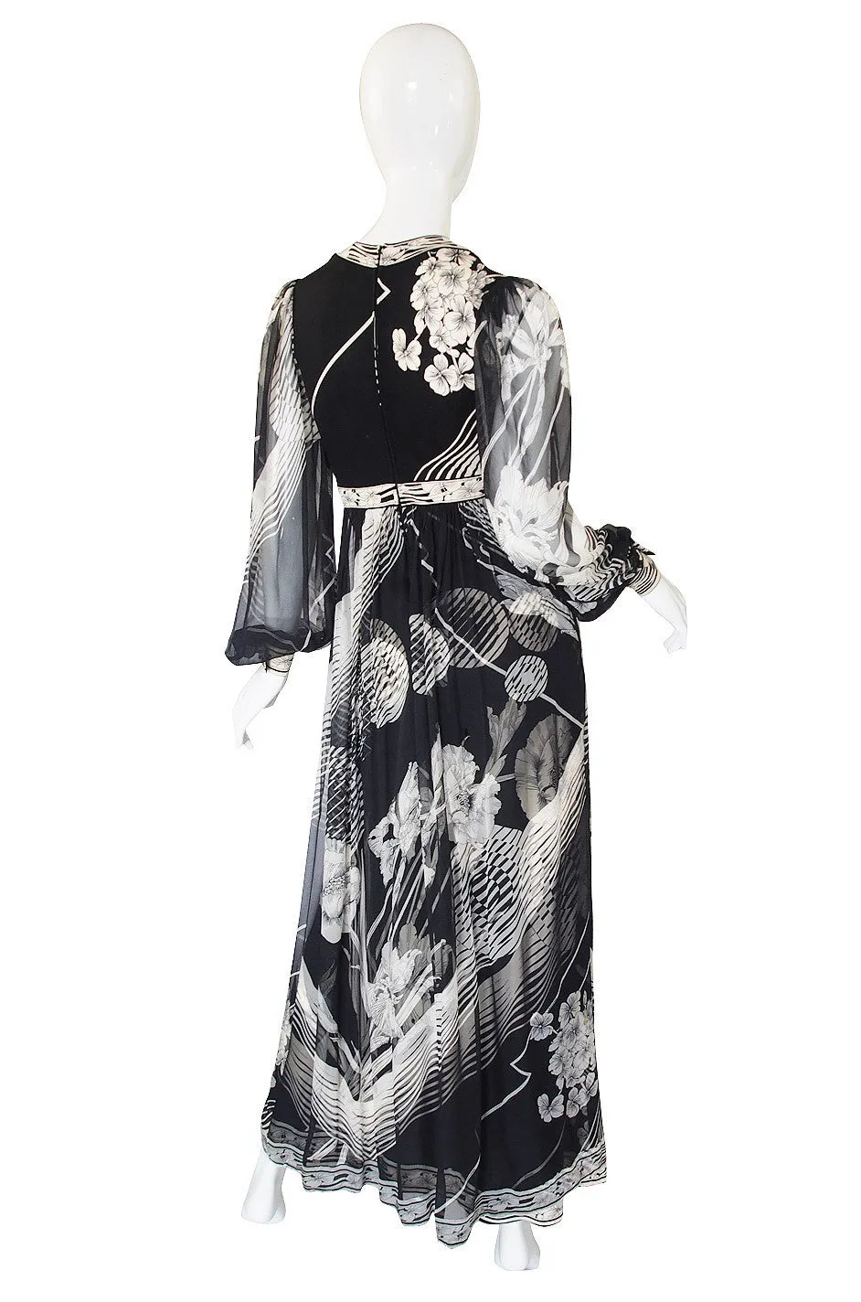 1970s Silk Chiffon & Jersey Leonard Maxi