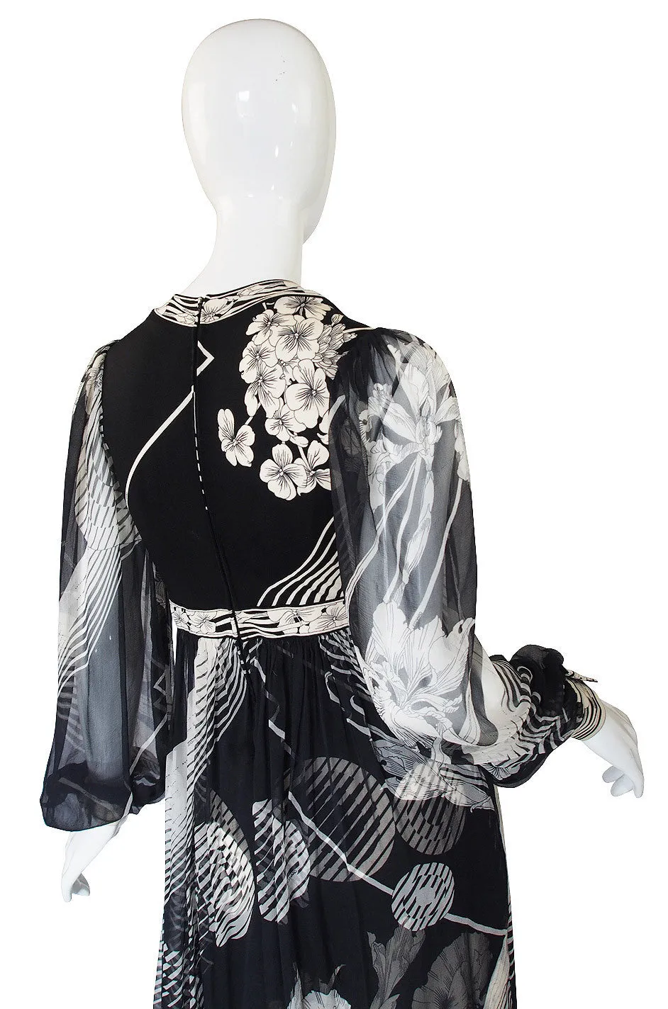 1970s Silk Chiffon & Jersey Leonard Maxi