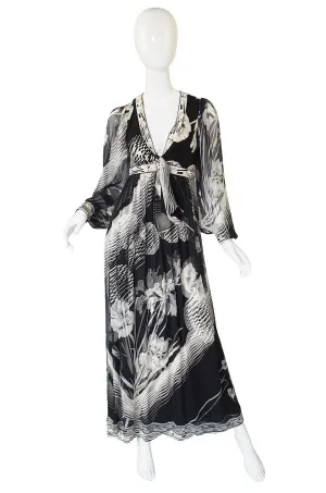 1970s Silk Chiffon & Jersey Leonard Maxi