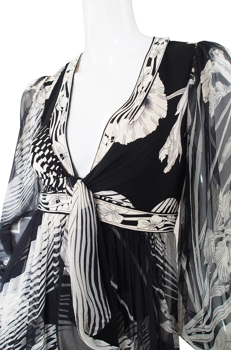 1970s Silk Chiffon & Jersey Leonard Maxi