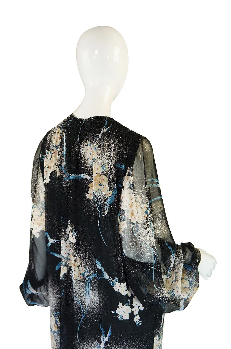 1970s Silk Chiffon Hanae Mori Maxi Dress