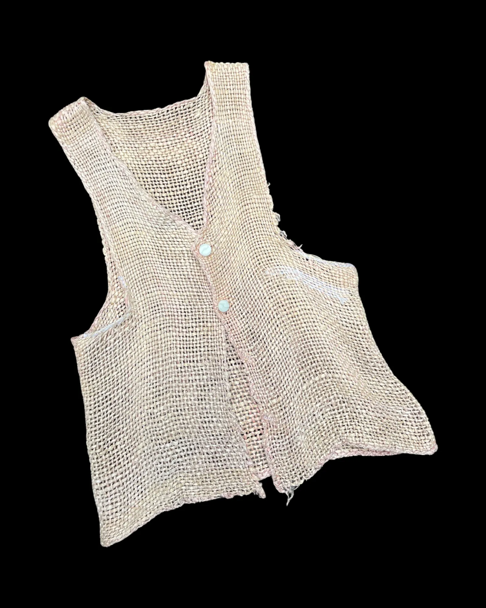 19th C Japanese Hand Knit Silk Farmers Vest