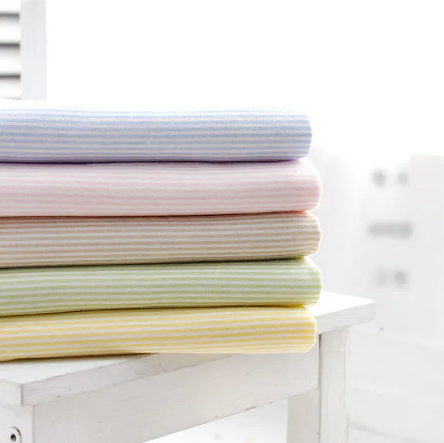 2 mm Stripe Cotton Knit, Stripe Jersey Knit, Stretchy Knit Fabric - Blue, Pink, Brown, Green or Yellow - 70 Inches Wide - By the Yard 5794-2