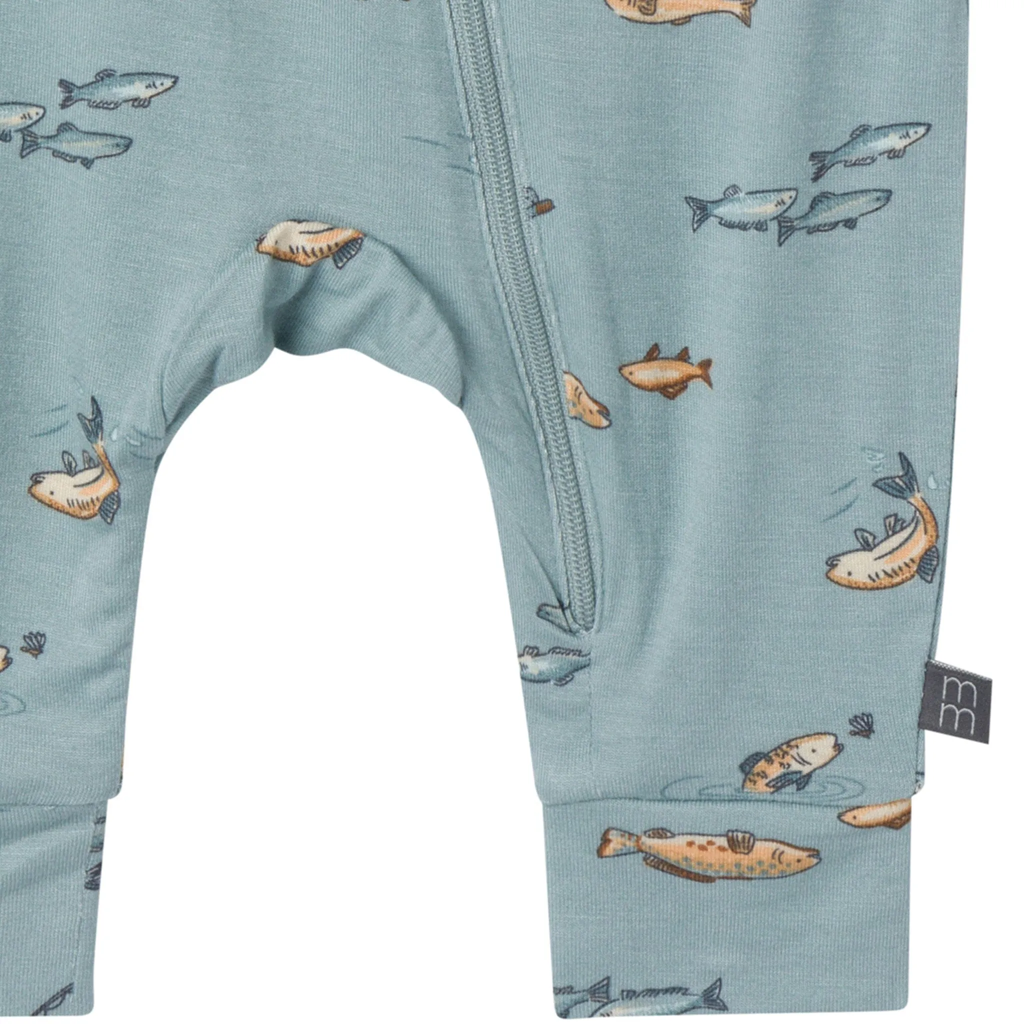 2-Pack Baby Boys Teal Fishing Zip Front Rompers