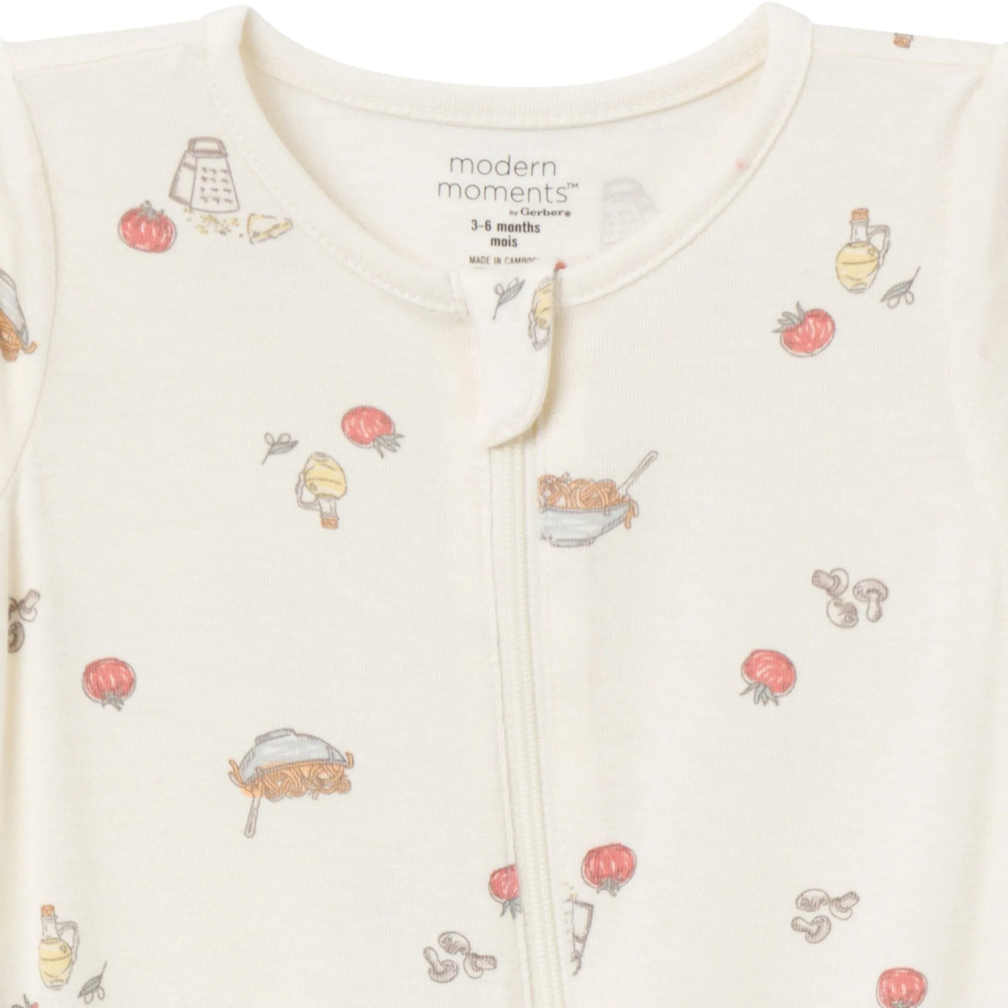 2-Pack Baby Neutral Pasta Dinner Zip Front Rompers