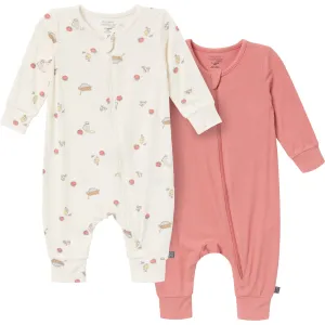 2-Pack Baby Neutral Pasta Dinner Zip Front Rompers