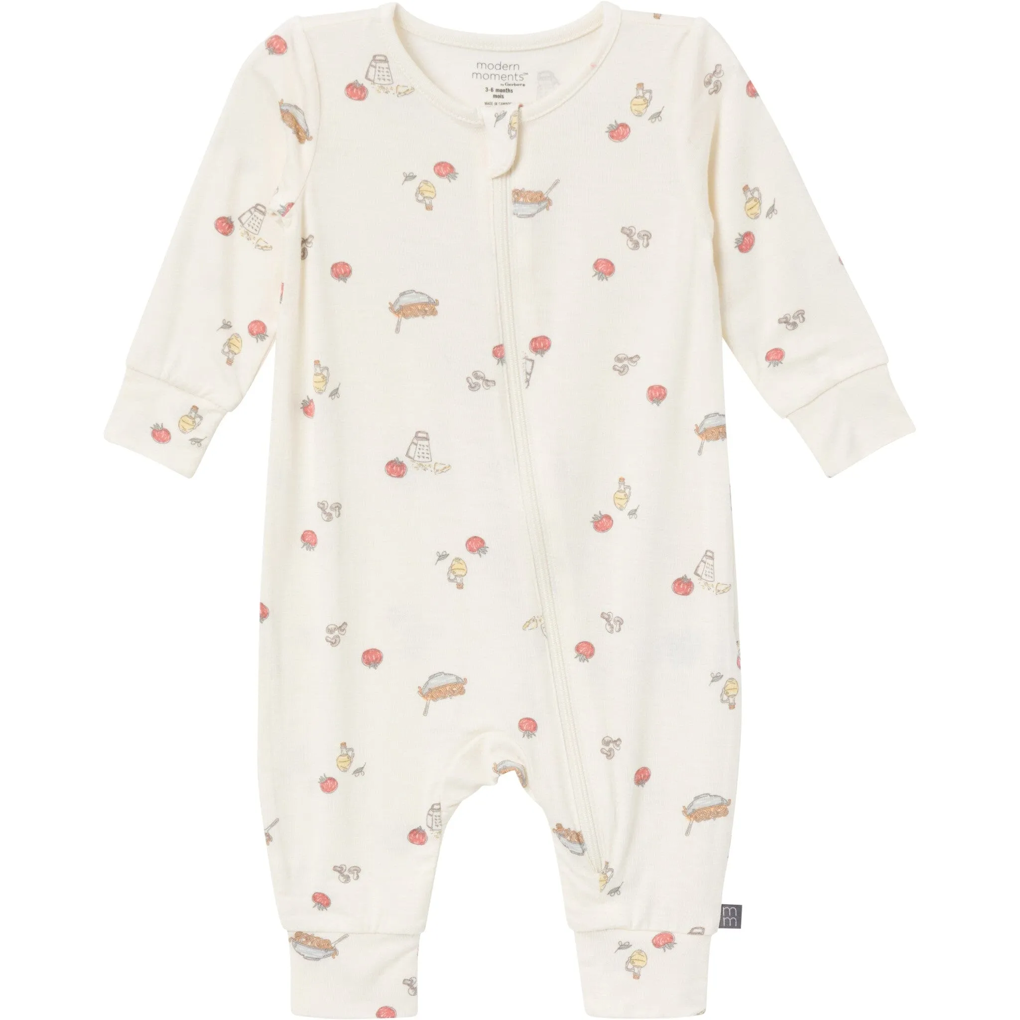 2-Pack Baby Neutral Pasta Dinner Zip Front Rompers