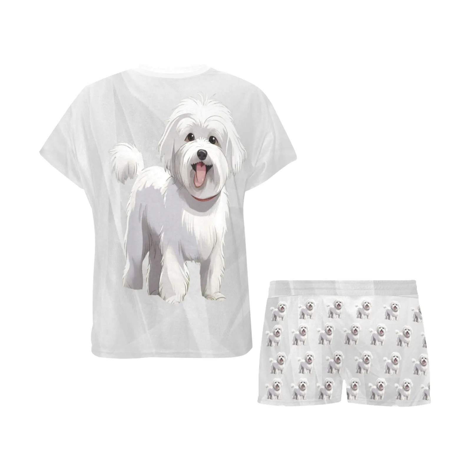 2 Piece Bichon PJ Set - Silver