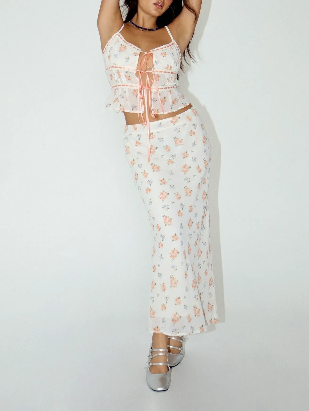 27 Chiffon Floral Maxi Skirt