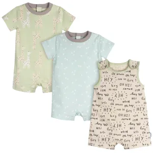 3-Pack Baby Neutral Hello Rompers