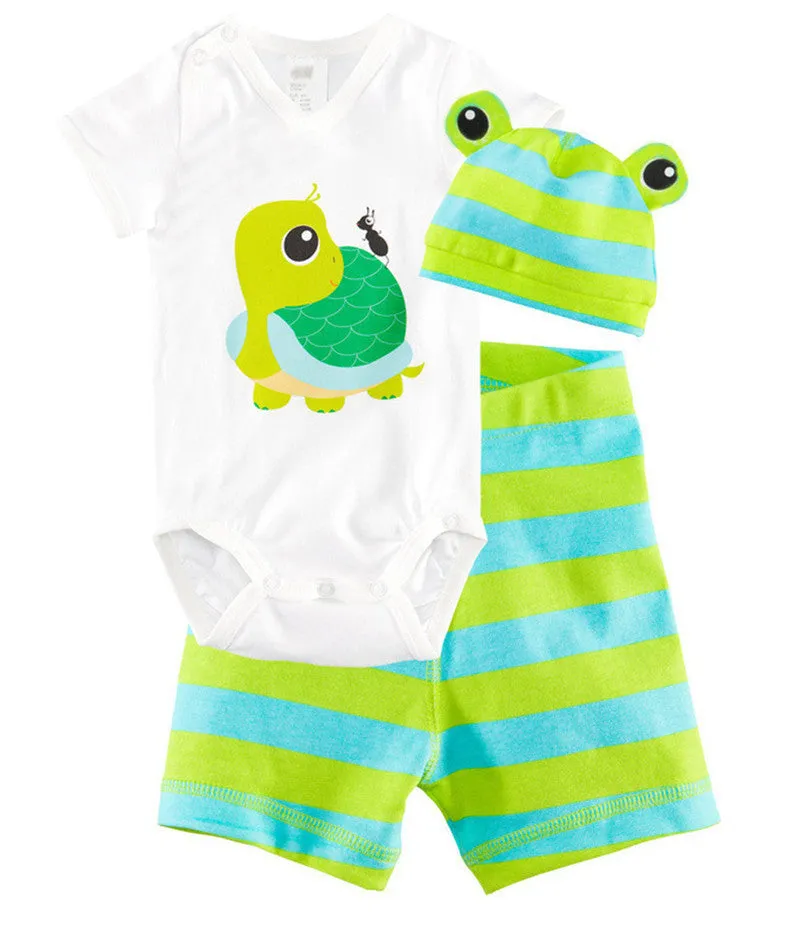 3Pcs Baby Girls Clothing Sets Summer Toddler Baby Boy Rompers Short Sleeve born Baby Clothes Cotton Roupas Infant Jumpsuits