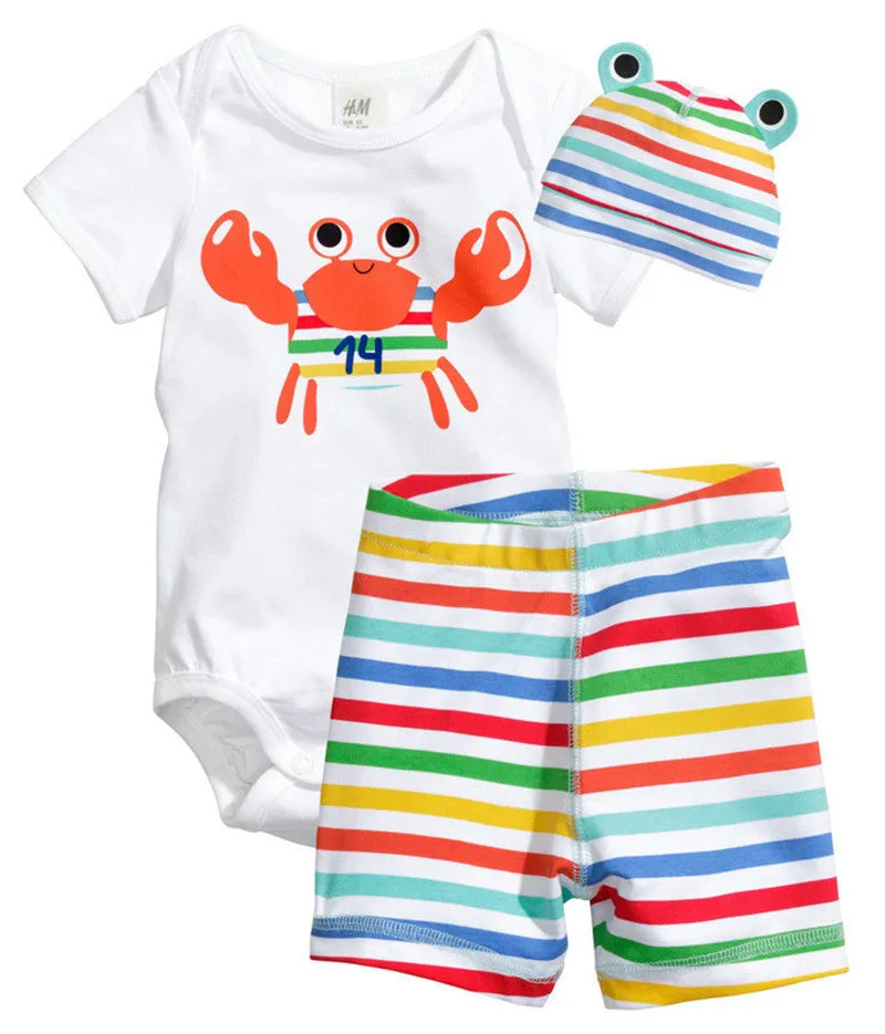 3Pcs Baby Girls Clothing Sets Summer Toddler Baby Boy Rompers Short Sleeve born Baby Clothes Cotton Roupas Infant Jumpsuits