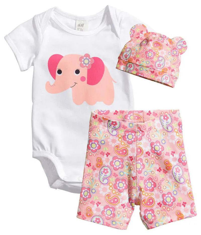 3Pcs Baby Girls Clothing Sets Summer Toddler Baby Boy Rompers Short Sleeve born Baby Clothes Cotton Roupas Infant Jumpsuits