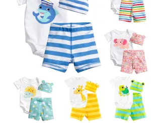 3Pcs Baby Girls Clothing Sets Summer Toddler Baby Boy Rompers Short Sleeve born Baby Clothes Cotton Roupas Infant Jumpsuits