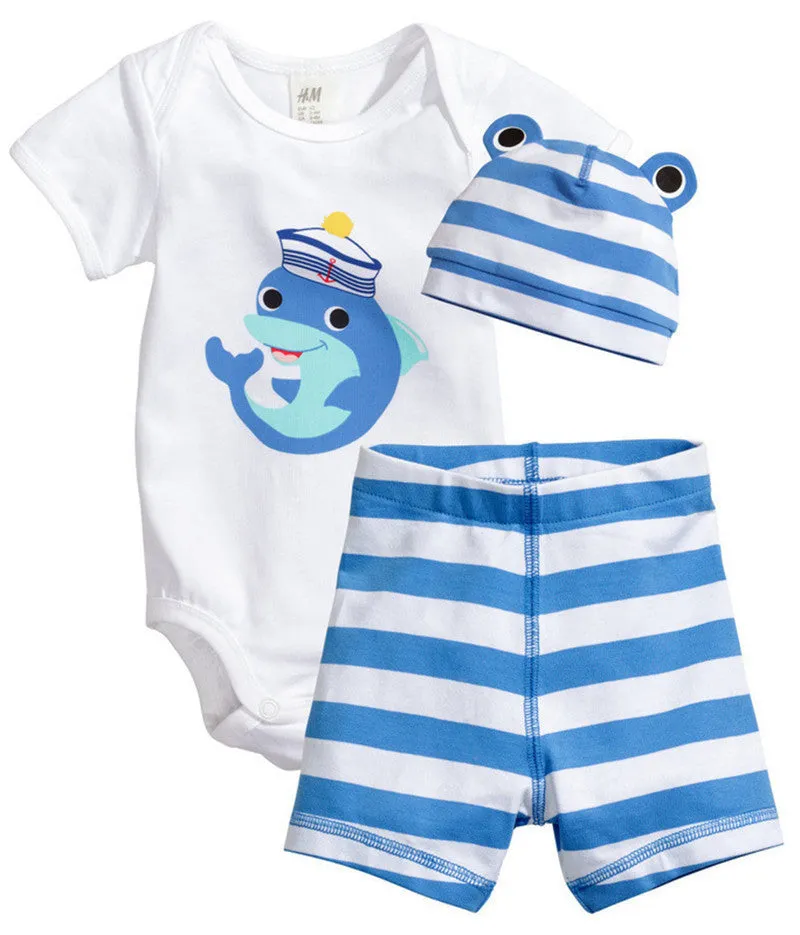 3Pcs Baby Girls Clothing Sets Summer Toddler Baby Boy Rompers Short Sleeve born Baby Clothes Cotton Roupas Infant Jumpsuits