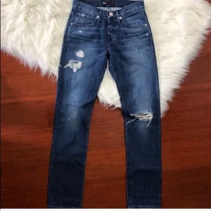 3x1 NYC Distressed Ripped Denim Straight Jeans
