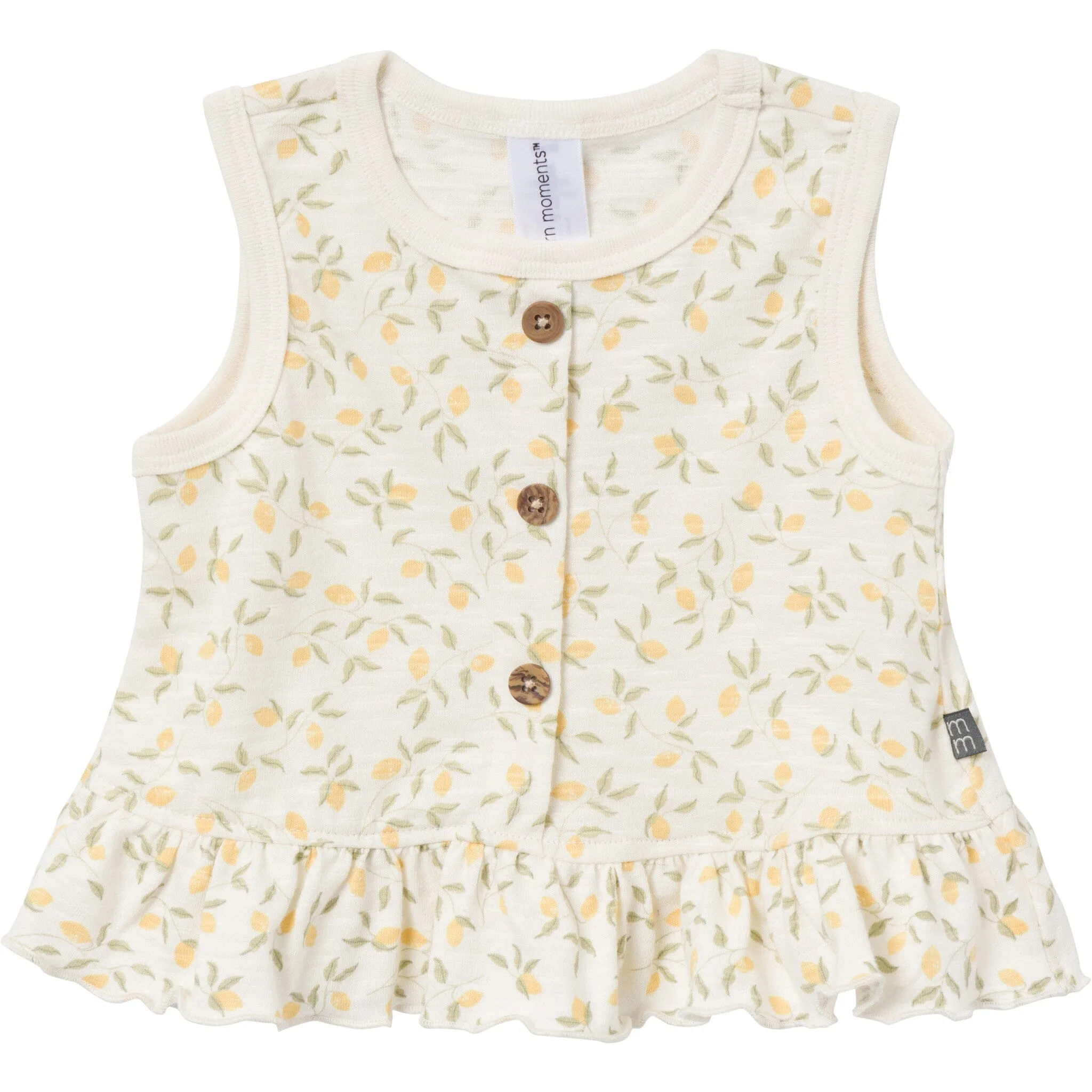 4-Piece Baby Girls Lemon Vines Sleeveless Peplum Tops and Shorts Set