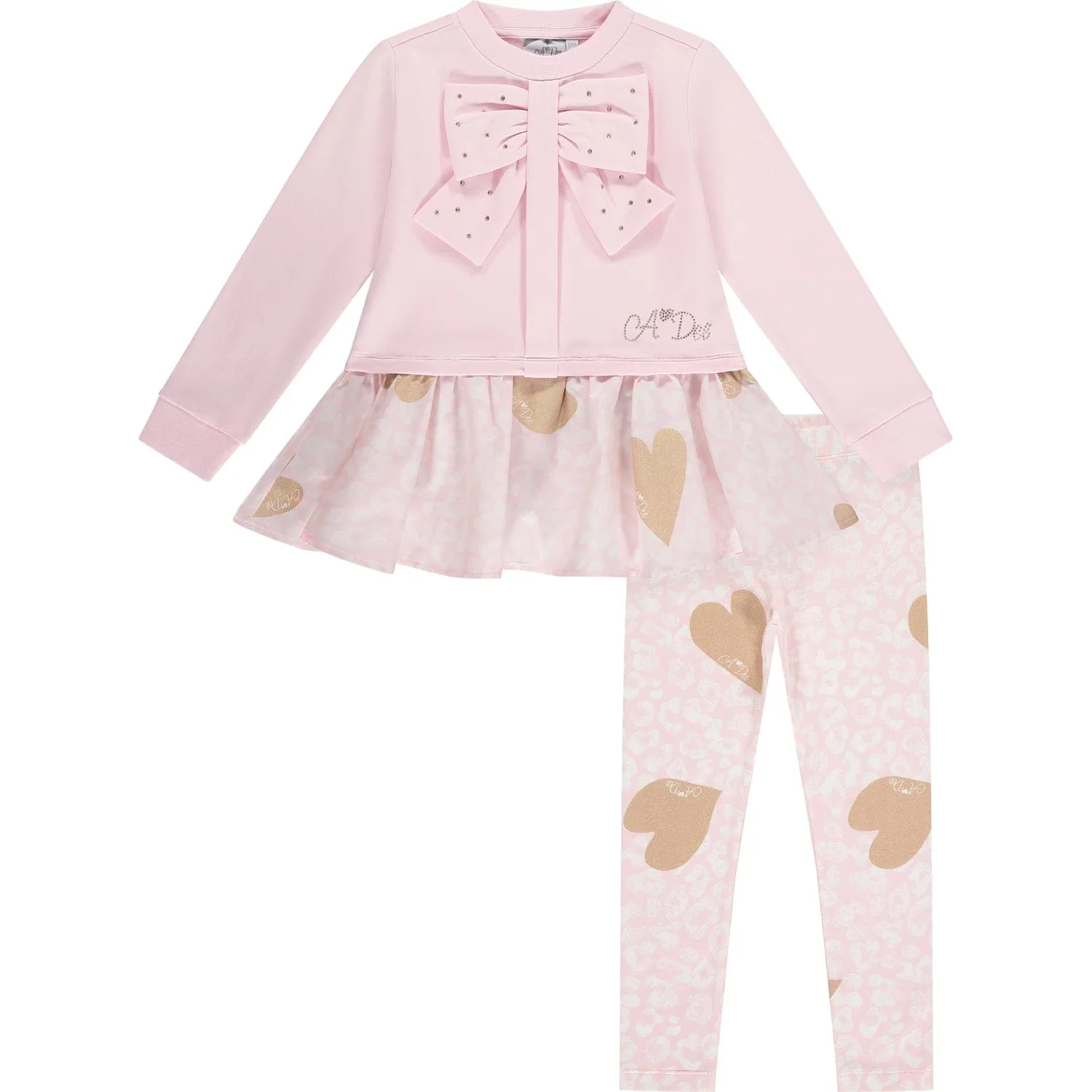 A DEE - Princess Large Bow Legging Set - Pale Pink