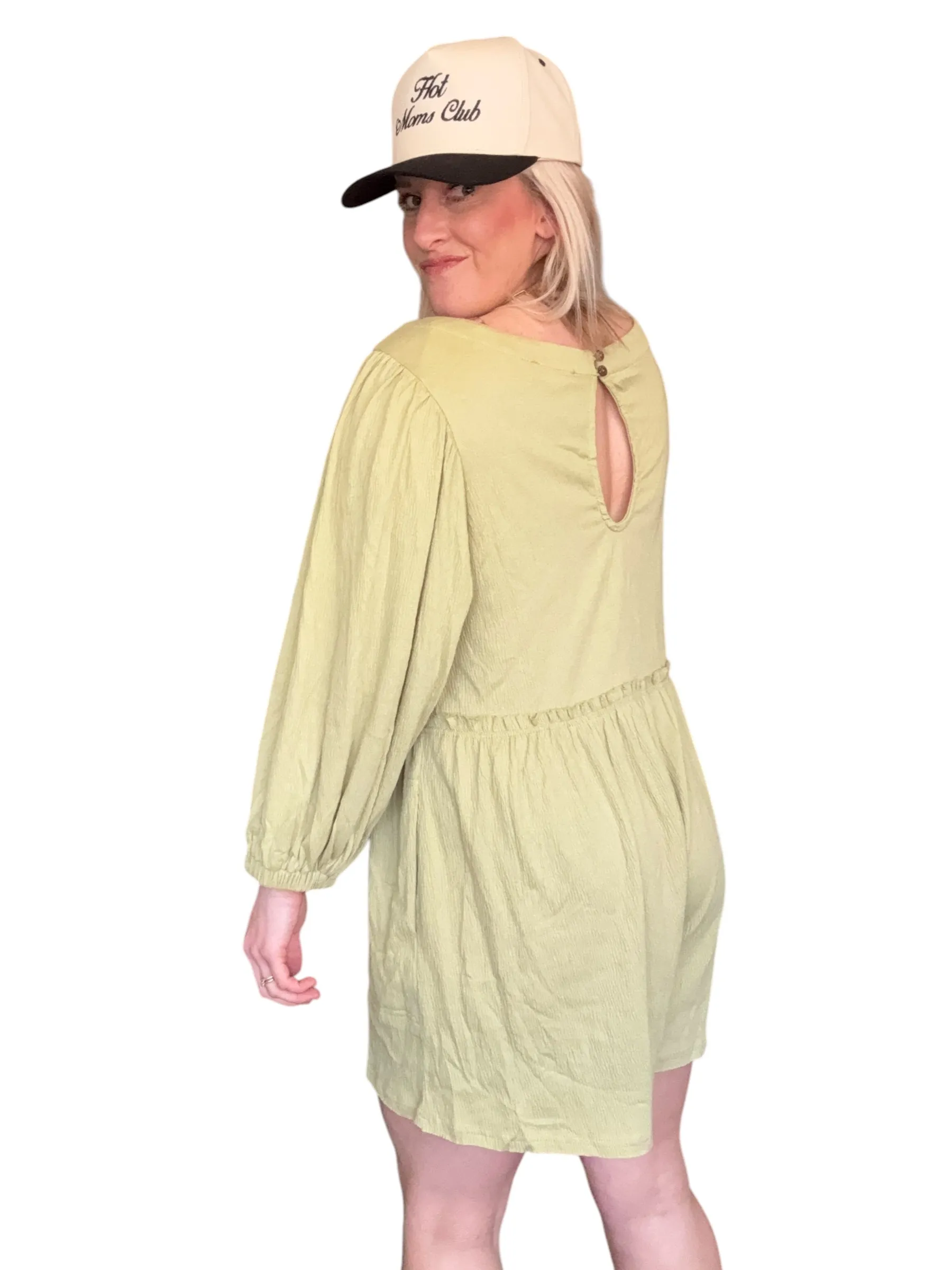 Aemi   Co Frill Round Neck Long Sleeve Romper with Pockets
