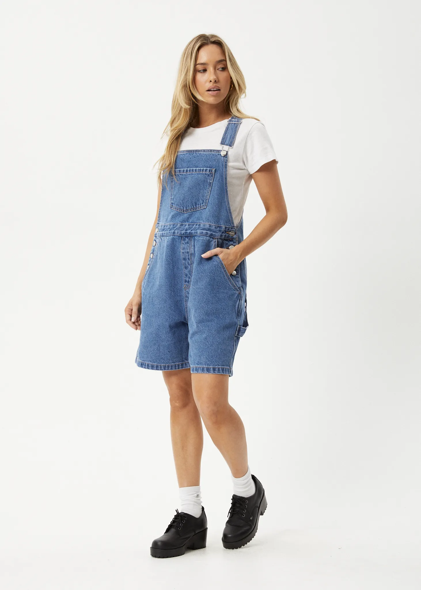 AFENDS LIL LOUIS DENIM OVERALL - WORN BLUE