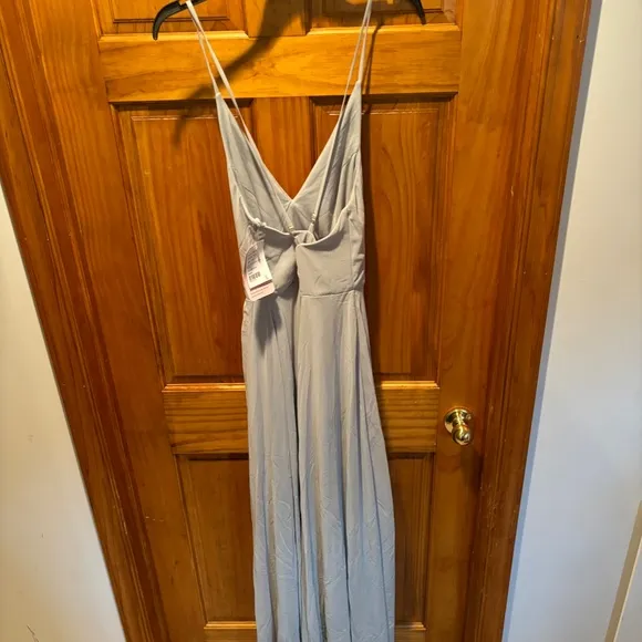 After Six Faux Wrap Criss Cross Back Maxi Dress in Willow Green Size 6 NWT
