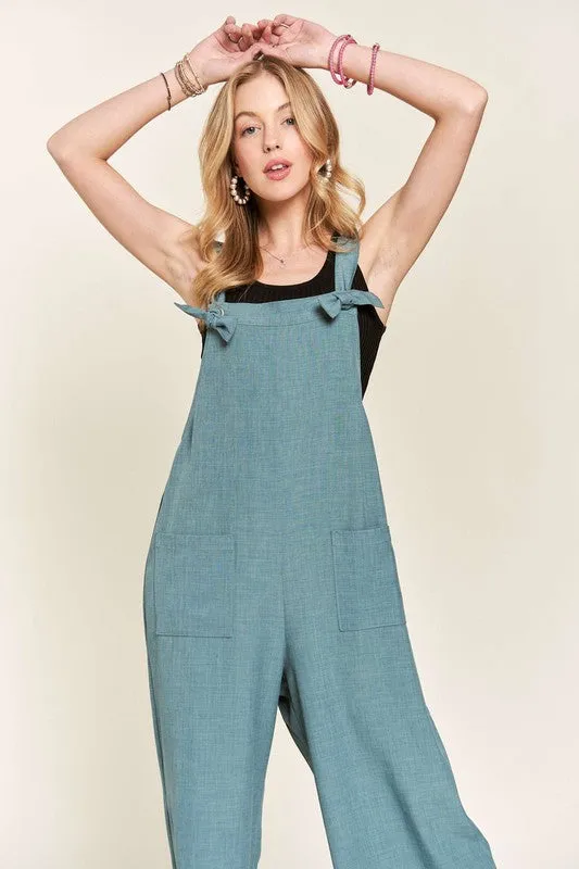 Airforce Blue Knotted Strap Overalls