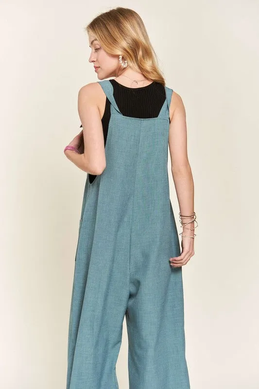 Airforce Blue Knotted Strap Overalls
