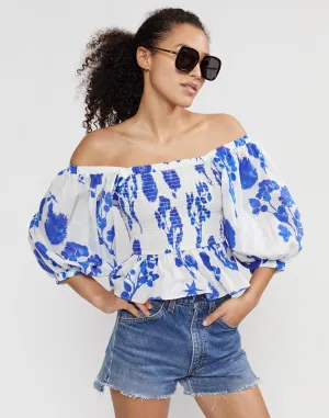 Alexa Smocked Cotton Blouse