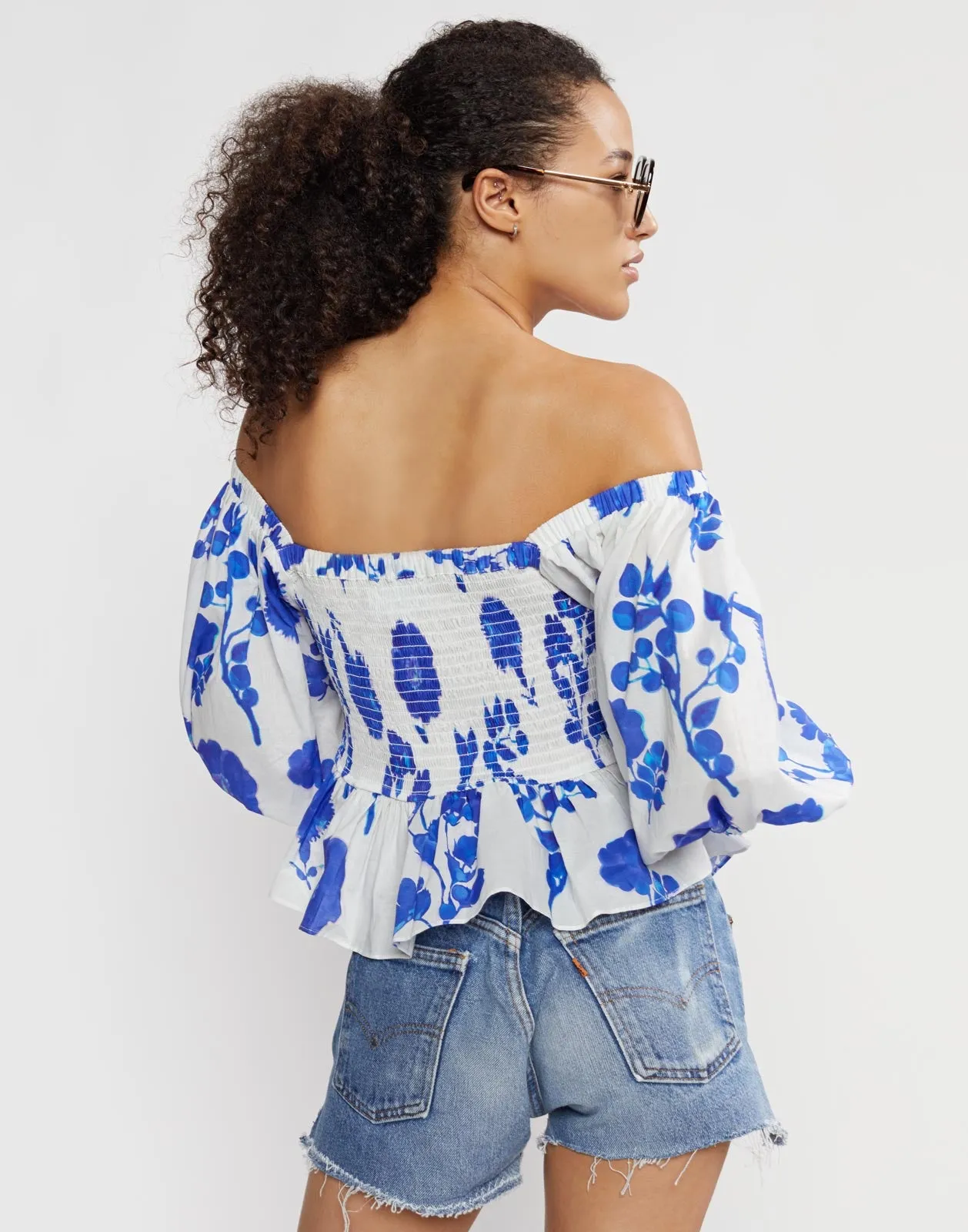 Alexa Smocked Cotton Blouse
