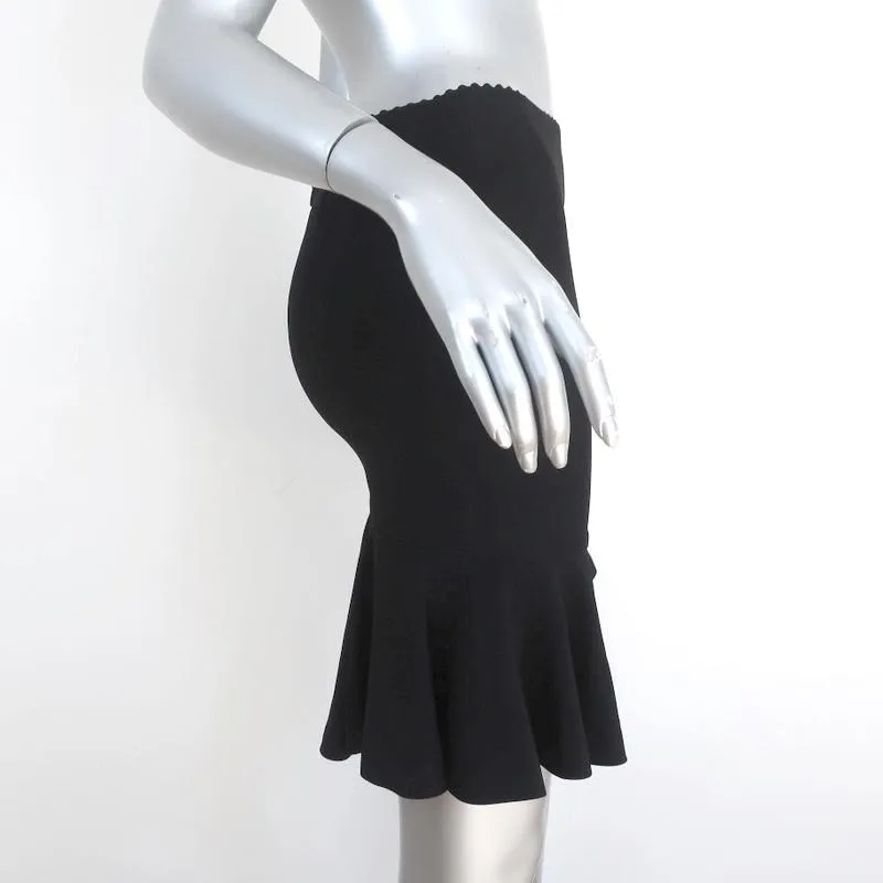 Alexander McQueen Peplum Hem Skirt Black Ruffled Crepe Size 36
