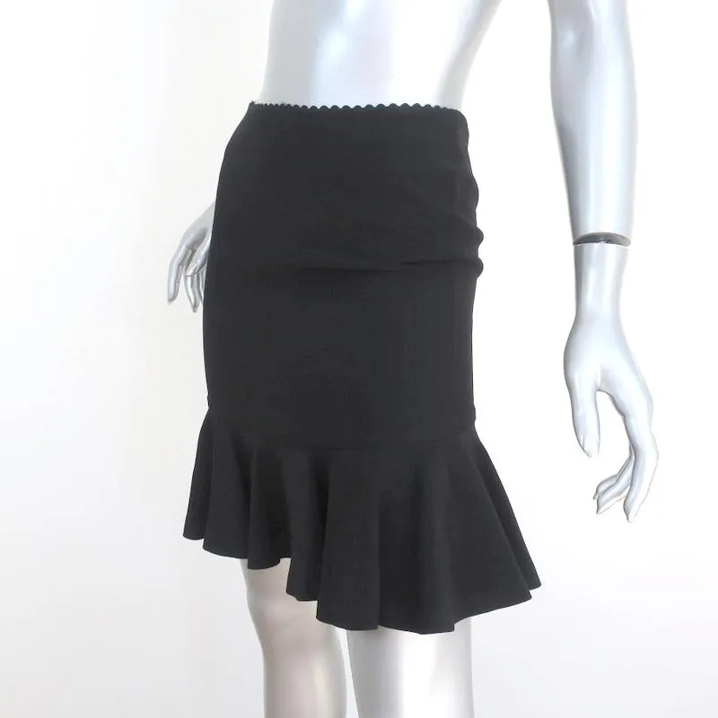 Alexander McQueen Peplum Hem Skirt Black Ruffled Crepe Size 36