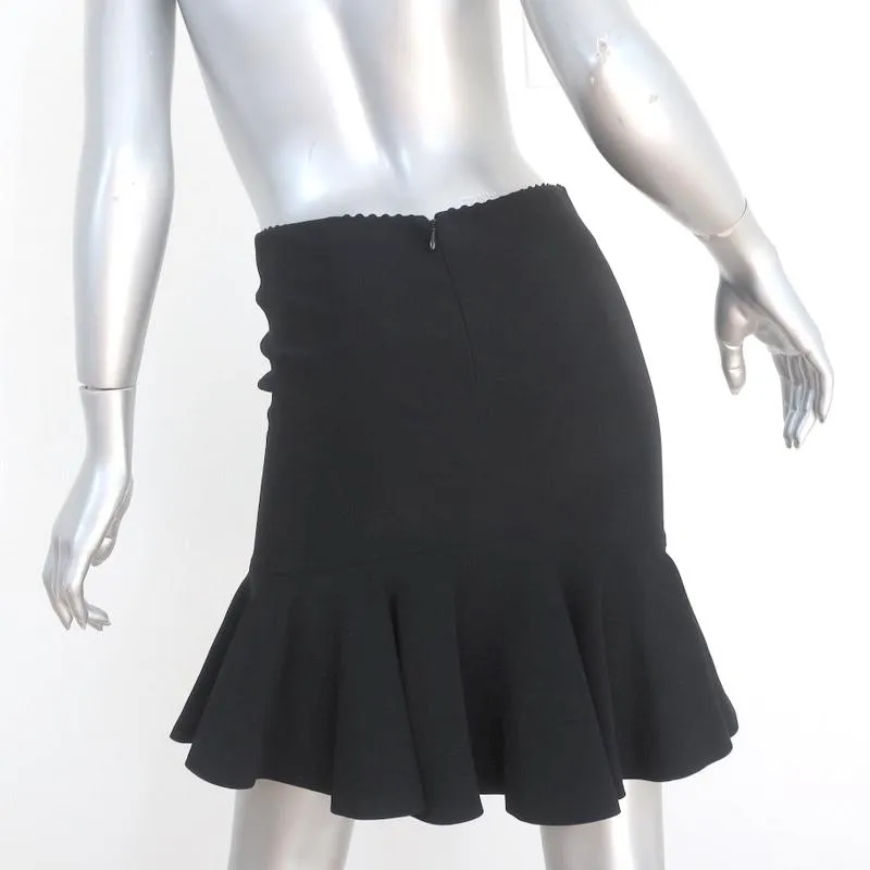 Alexander McQueen Peplum Hem Skirt Black Ruffled Crepe Size 36