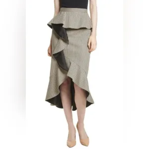 Alice and Olivia Alessandra Ruffled Peplum Striped Skirt