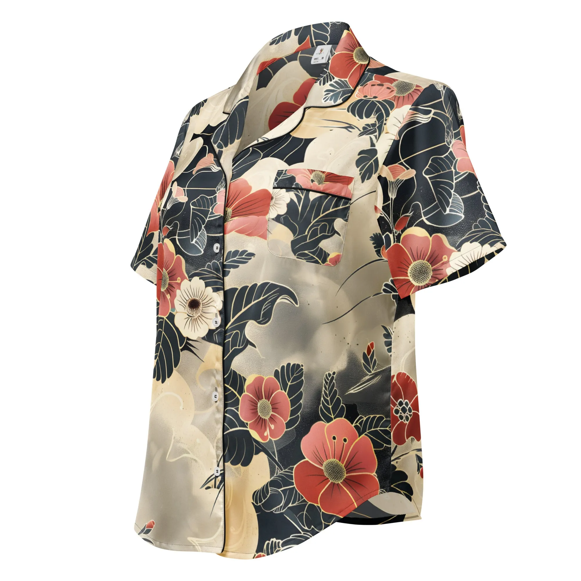 All-over print women’s short sleeve pajama top -xs to 2 xl