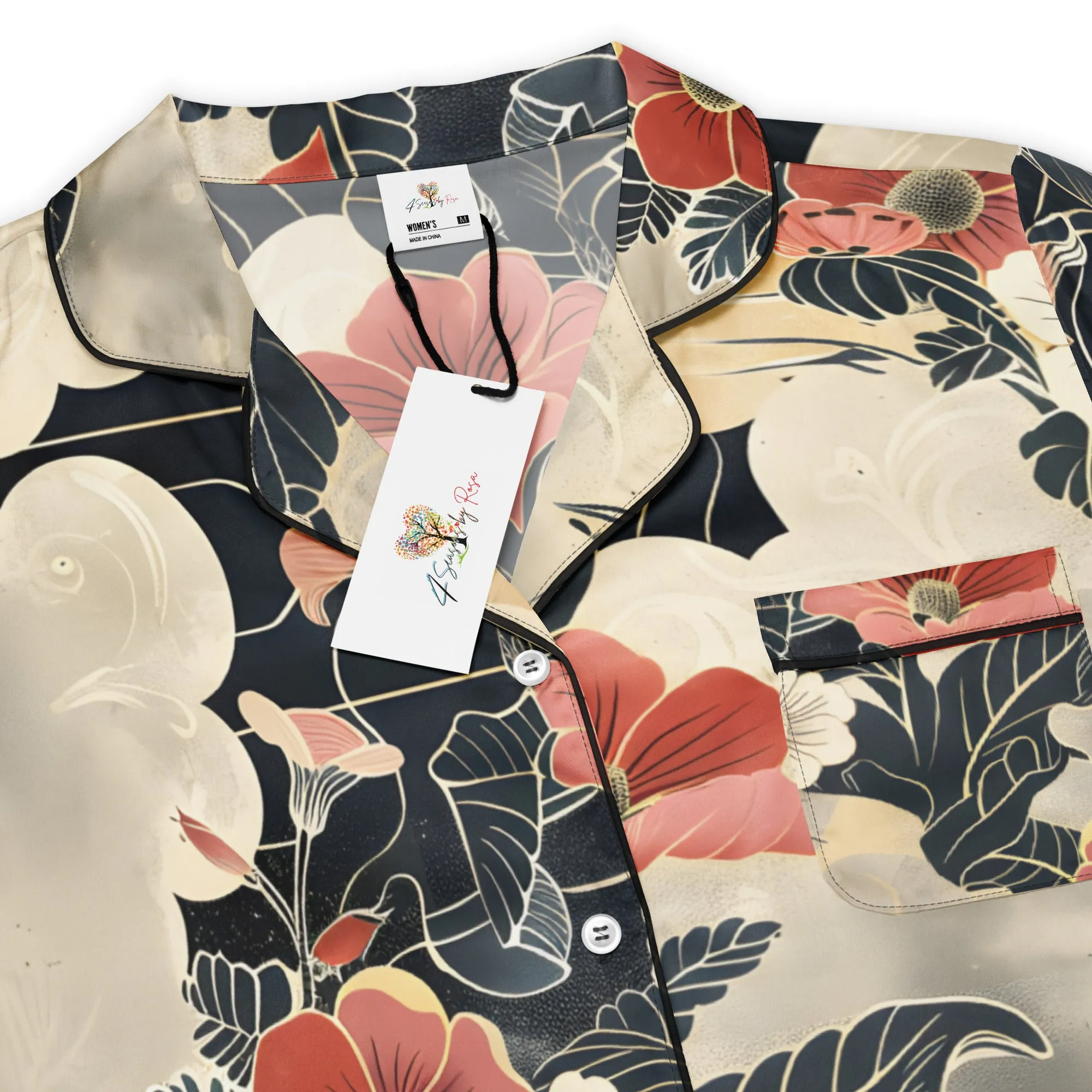 All-over print women’s short sleeve pajama top -xs to 2 xl