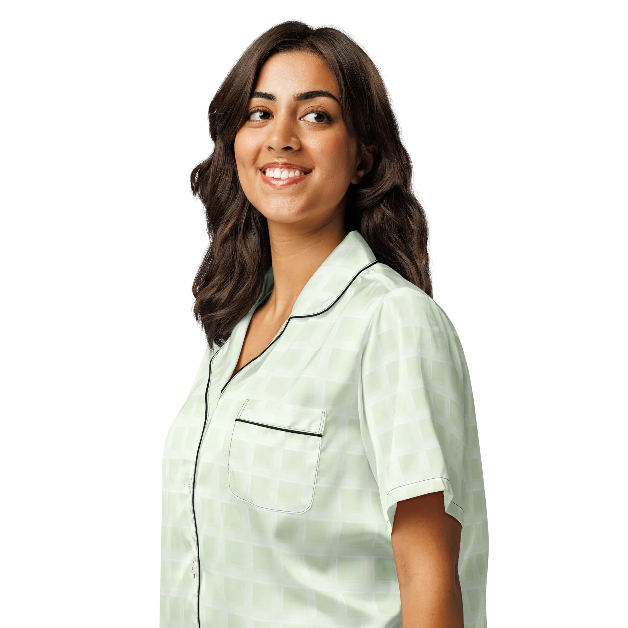 All-over print women’s short sleeve pajama top -xs to 2 xl