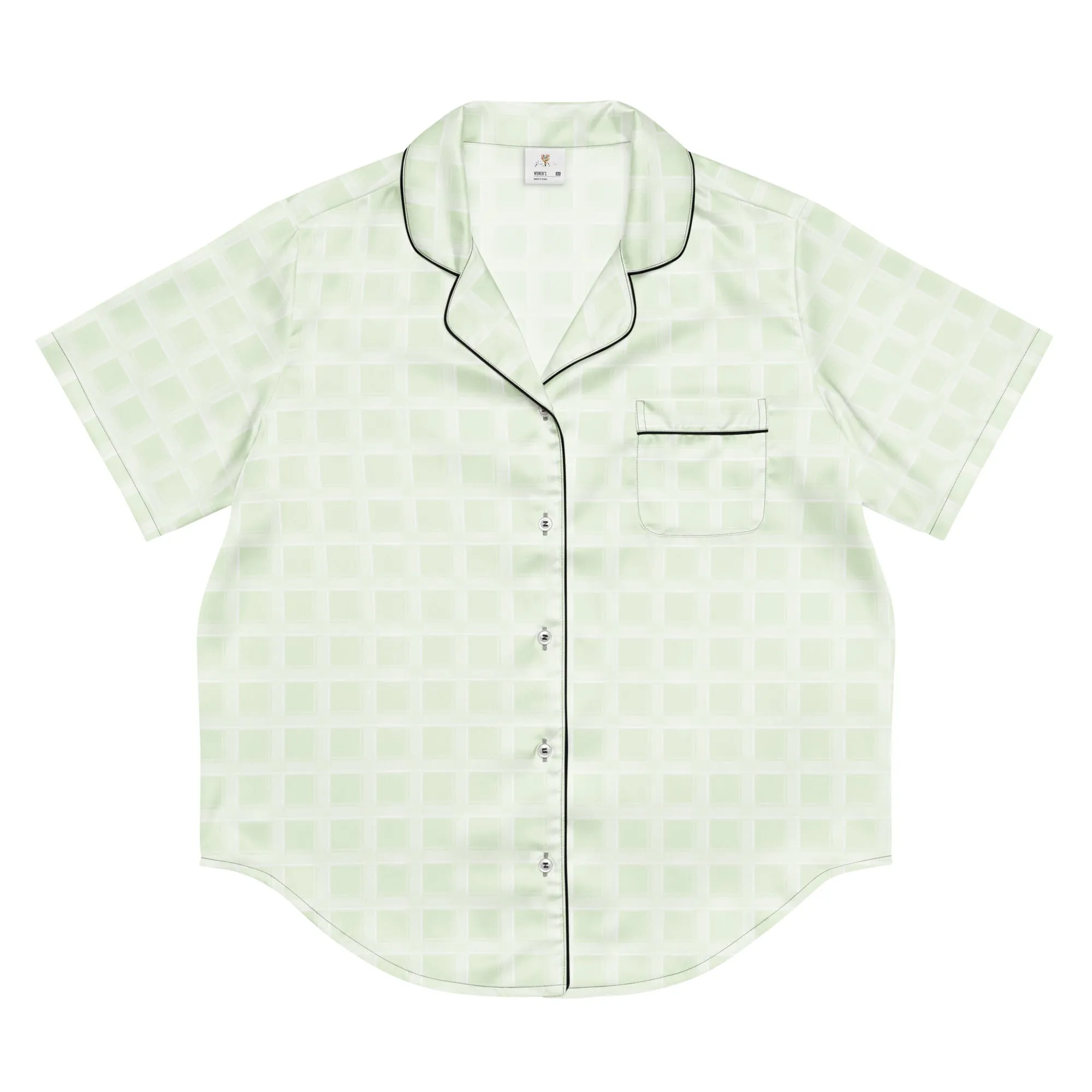 All-over print women’s short sleeve pajama top -xs to 2 xl