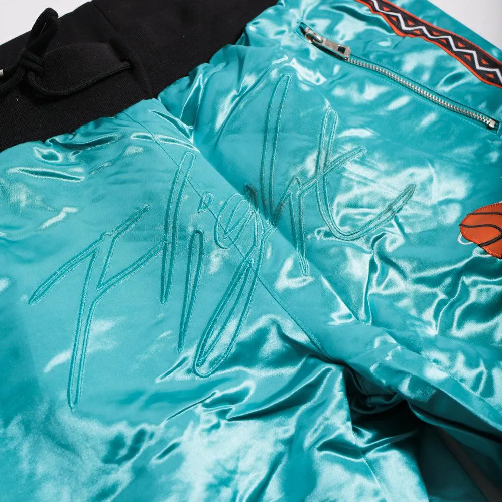 ALL STAR SATIN PANTS (TEAL/BLACK)