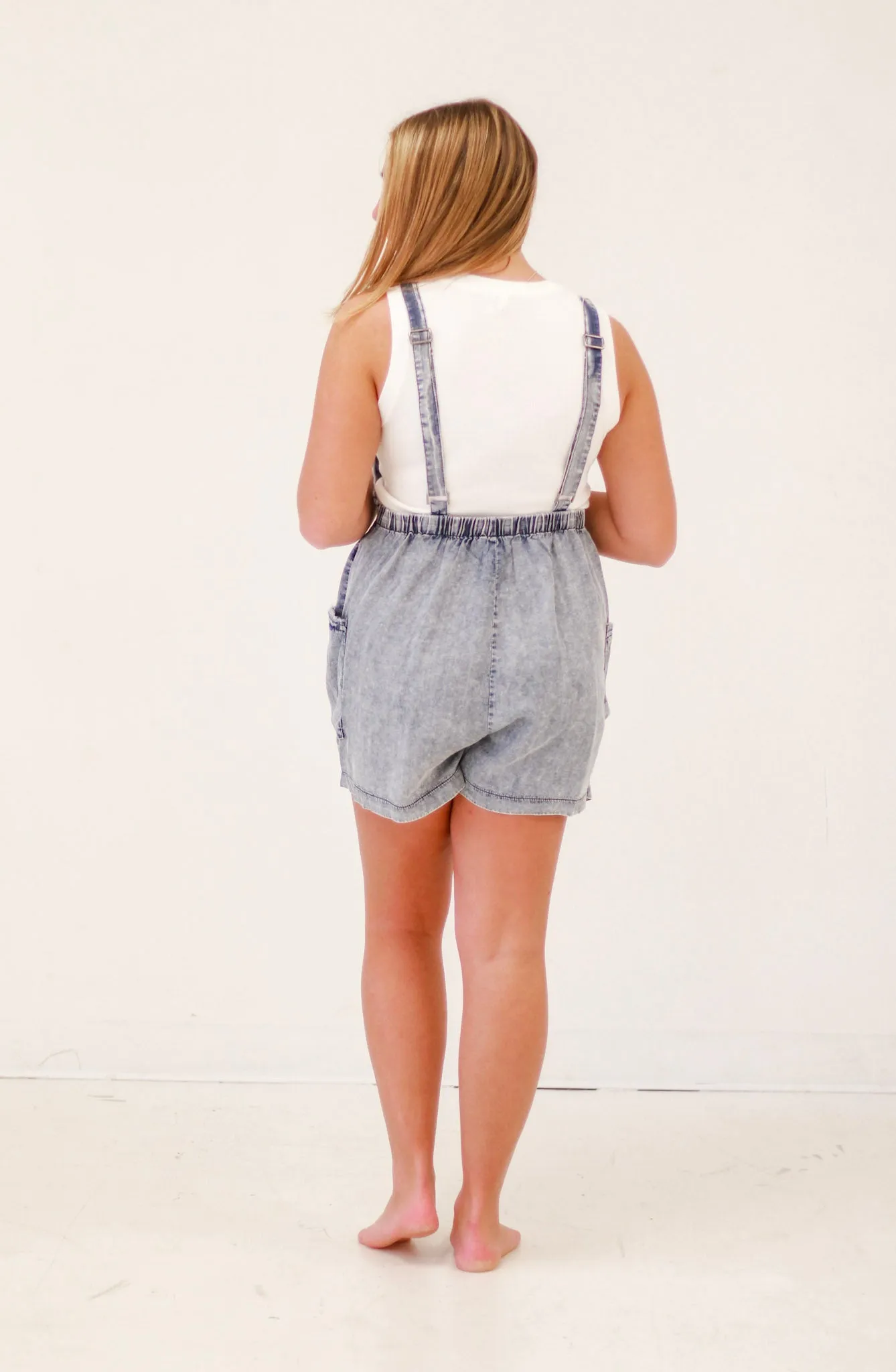 All Summer Long Acid Wash Denim Romper