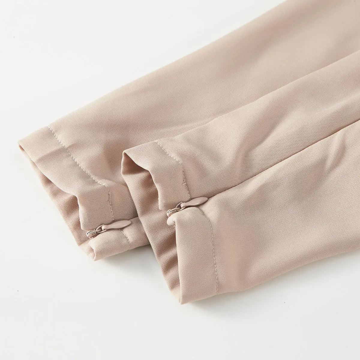 Almond Chiffon Classic A-Line Long Sleeve Maxi Abaya Dress